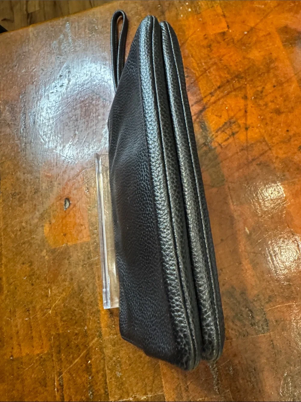 Coach Black Pebbled Leather Wristlet Pouch with Gold Hardware - Picture 3 of 9